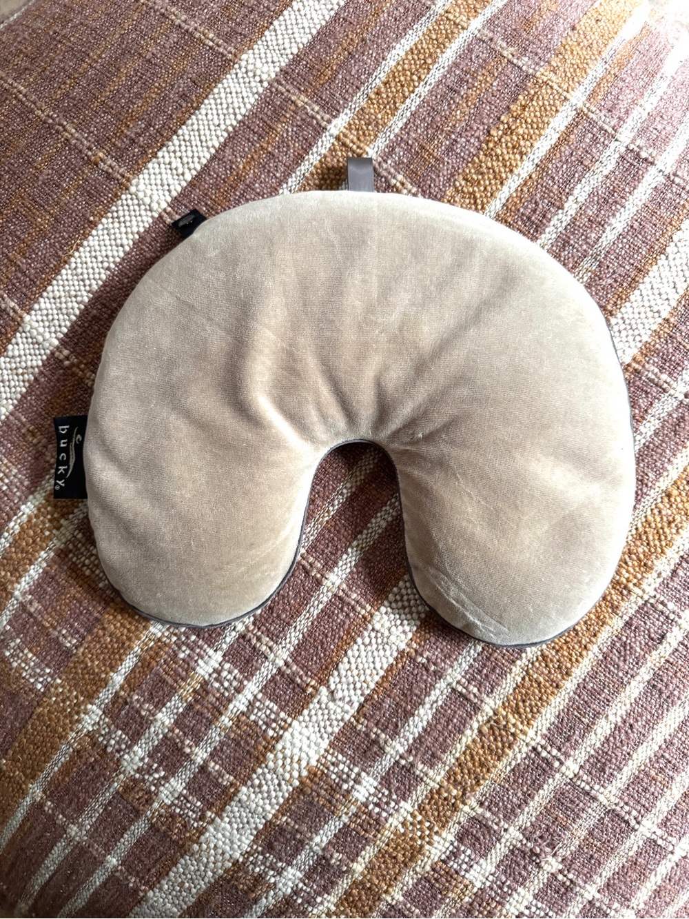 Bucky Utopia U-Shaped Neck Pillow - Taupe Buckwheat Hulls Hypoallergenic